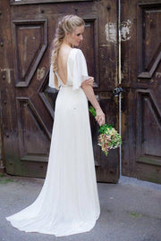 chiffon-beach-wedding-gown-with-v-back