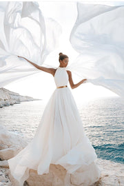 chiffon-bohemian-bridal-gown-with-ruching-bodice-1