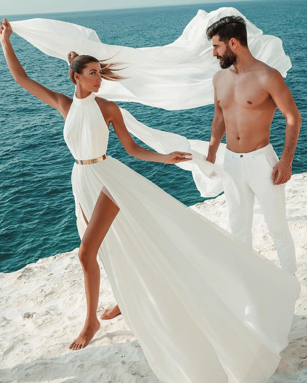 chiffon-bohemian-bridal-gown-with-ruching-bodice-2