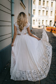 chiffon-boho-wedding-dress-with-lace-top-and-hemline-2