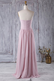 chiffon-pleated-strapless-pink-bridesmaids-dress-backless-1