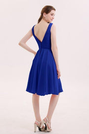 chiffon-royal-blue-bridesmaid-short-dresses-with-v-neckline-1