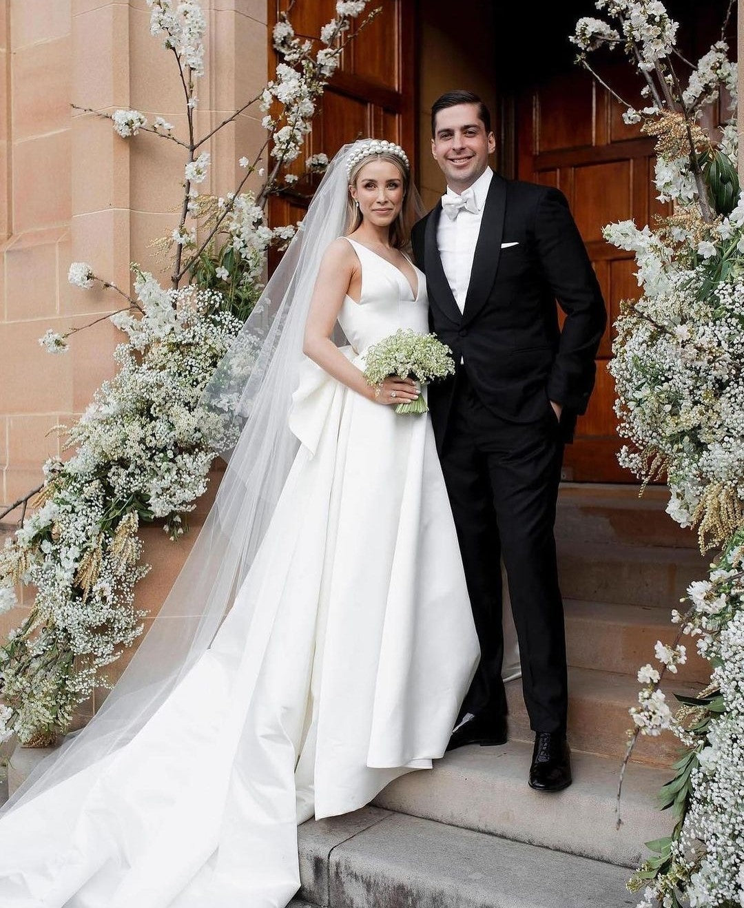 Classic A-line Wedding Dress with Detachable Bow