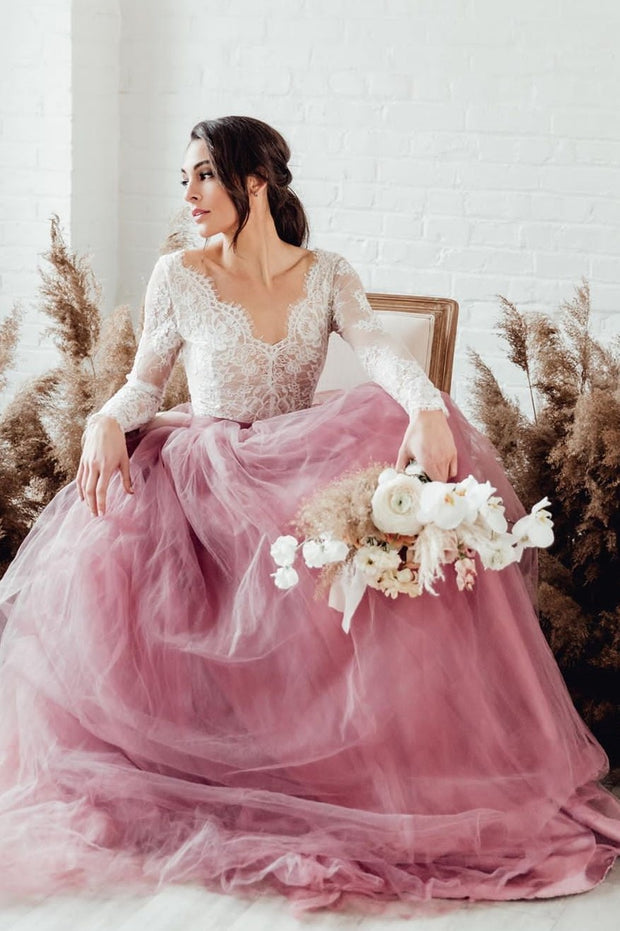 colorful-tulle-garden-wedding-dresses-long-lace-sleeves