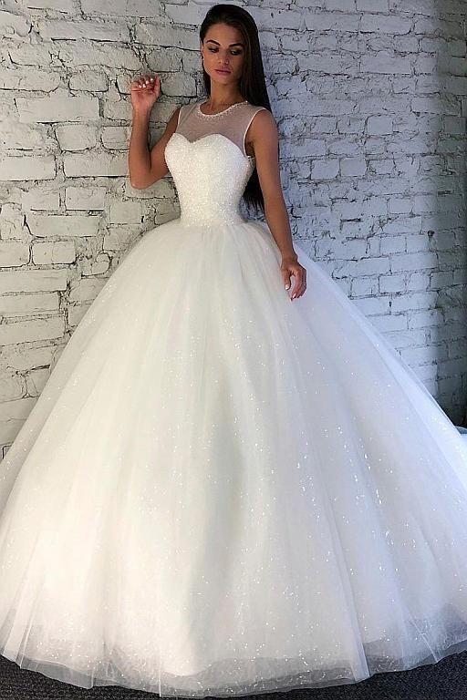 crystals-ball-gown-illusion-neckline-bridal-dress-with-sequin-tulle-skirt