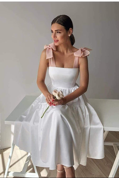 cute-a-line-white-bridal-dress-with-bows-sash