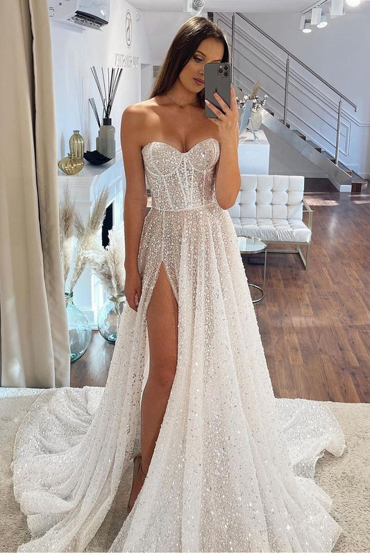 dazzling-sequins-bridal-dresses-with-strapless-neck