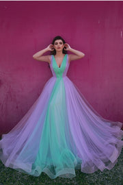 enchanting-tulle-color-block-prom-gowns-with-v-neckline