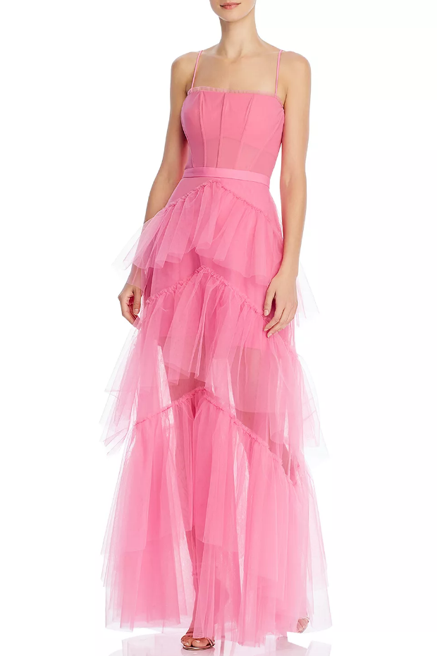 flamingo-pink-tulle-prom-gown-with-ruffle-trimmed