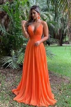 floor-length-orange-chiffon-prom-dresses-pleated-skirt-1