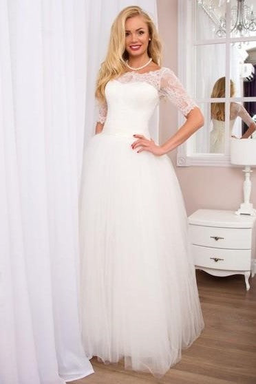 floor-length-tulle-ivory-wedding-gowns-with-lace-off-the-shoulder