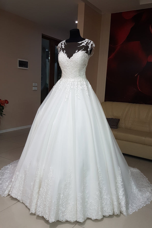 floral-lace-cap-sleeve-wedding-dresses-with-transparent-neckline