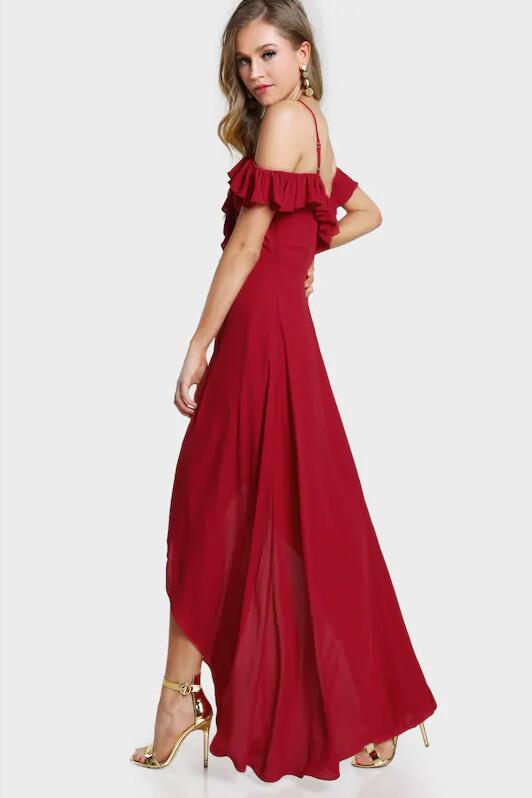 Flounce Chiffon Prom Dress with Wrap Split vestido formal