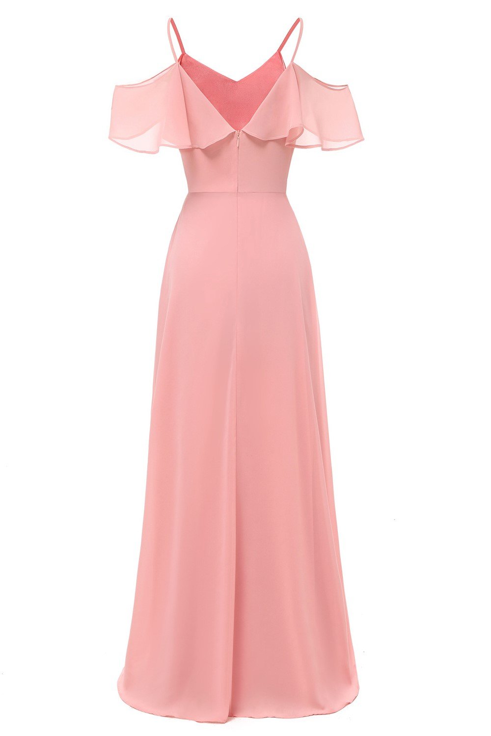 flounced-long-pink-bridesmaid-dresses-with-spaghetti-straps-1