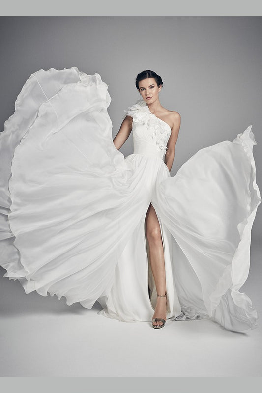 flower-single-shoulder-summer-wedding-dress-with-slit-side