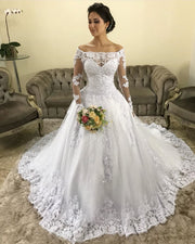 full-sleeve-lace-dress-for-bride-off-the-shoulder-neckline-1