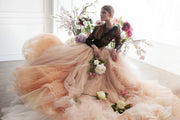 illusion-black-lace-wedding-dress-with-blush-tulle-skirt-1