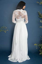 illusion-lace-long-sleeves-wedding-dress-chiffon-skirt-1