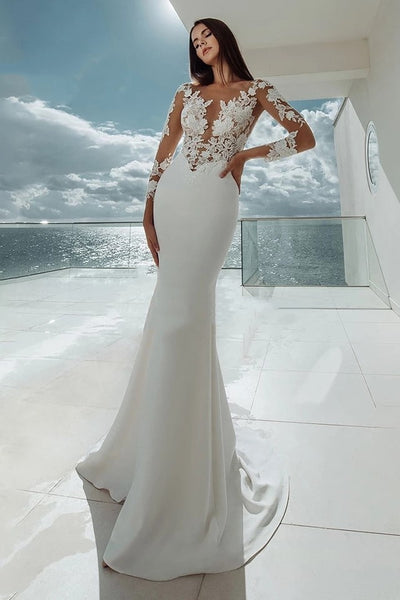 illusion-sleeves-wedding-dresses-with-lace-bodice