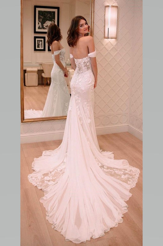 ivory-appliques-sheath-wedding-dress-off-the-shoulder