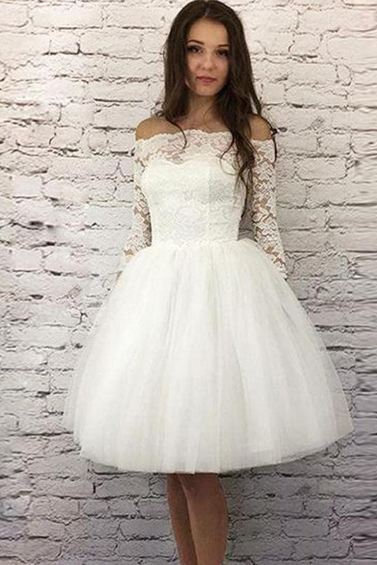ivory-short-wedding-dresses-lace-off-the-shoulder-bodice