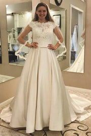 lace-cap-sleeves-wedding-dress-satin-skirt-vestido-de-noiva-de-renda