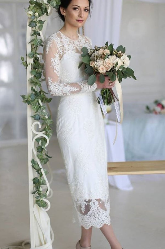 lace-long-sleeve-tea-length-bridal-dresses-with-jewel-neck