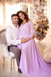 lace-long-sleeves-pregnant-baby-shower-dresses-with-split-side-2