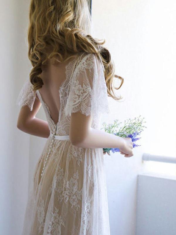 lace-sleeves-boho-bridal-dresses-with-v-neckline-2