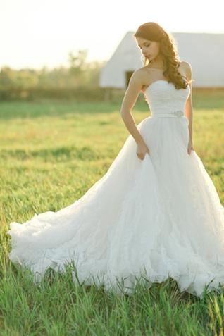 Lace Spring Bridal Dresses with Decorated Tulle Skirt