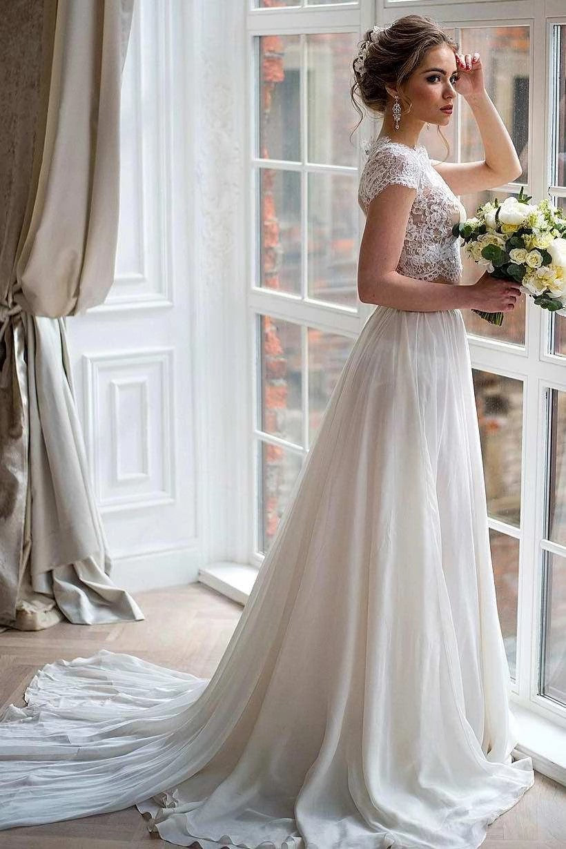 lace-top-chiffon-boho-bridal-dresses-two-pieces-1