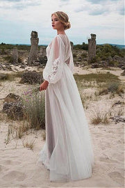 lantern-sleeves-boho-bride-dress-lace-tulle-beach-weddings-1