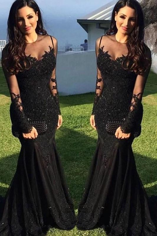 long-sleeve-black-lace-evening-dresses-with-see-through-neckline-1