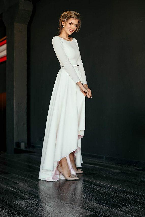 long-sleeved-high-low-wedding-gown-boat-neckline-vestido-de-novia-2
