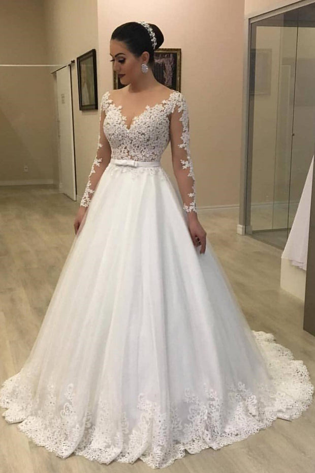 long-sleeves-plus-size-wedding-gown-with-sheer-lace-bodice