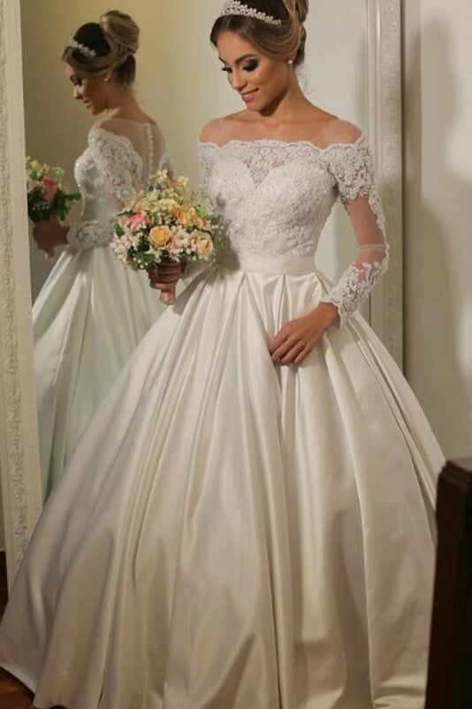 long-sleeves-satin-bridal-gown-with-see-through-lace-bodice-1