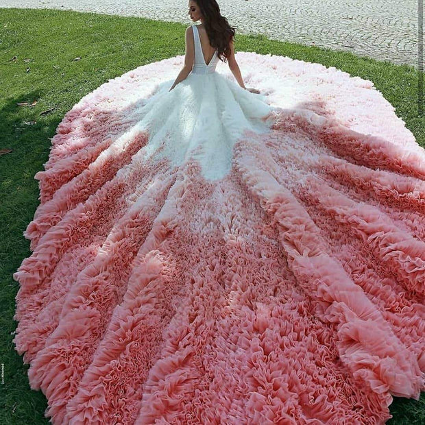 magnificent-colorful-tulle-wedding-dresses-ruffled-royal-train