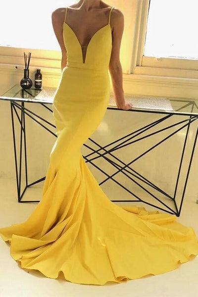 mermaid-long-yellow-prom-gown-dress-with-plunging-neckline