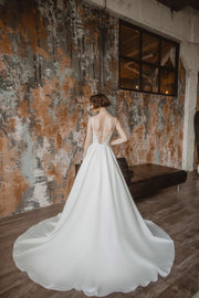 modern-a-line-simple-bridal-dress-with-bow-sash-1