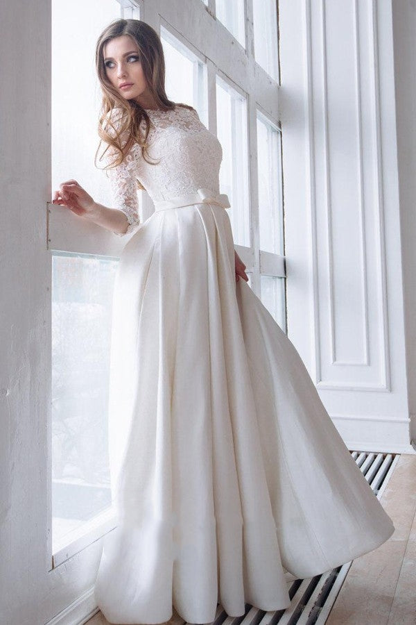 modest-lace-satin-wedding-gown-with-three-quarter-sleeves-2