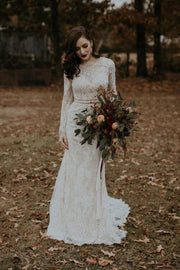 modest-sheath-wedding-dress-lace-long-sleeves-vestido-de-casamento