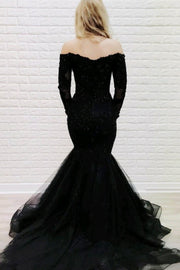 off-the-shoulder-black-lace-evening-dress-mermaid-style-train-1
