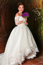 off-the-shoulder-organza-wedding-dress-with-lace-sleeves-1