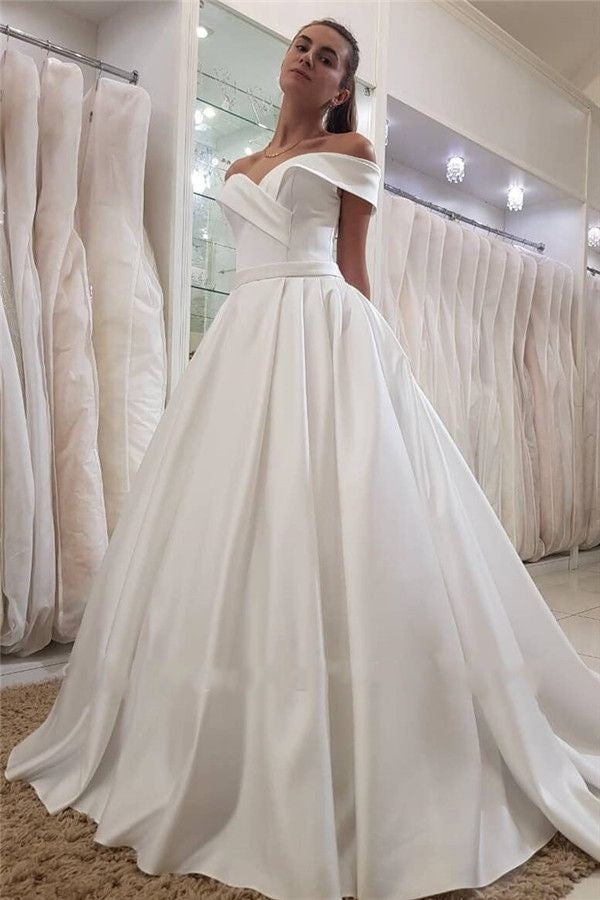 off-the-shoulder-satin-simple-bride-dress-with-box-pleats