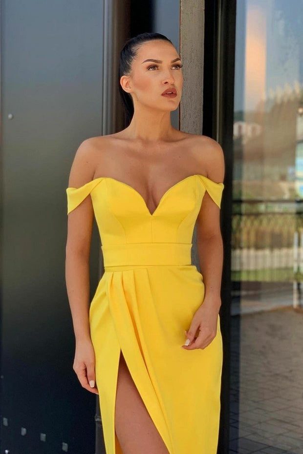 off-the-shoulder-satin-yellow-prom-dresses-with-leg-slit-1