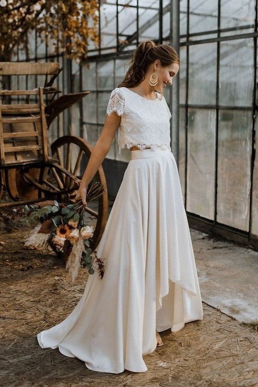 outdoor-high-low-wedding-gown-lace-separates-with-short-sleeves