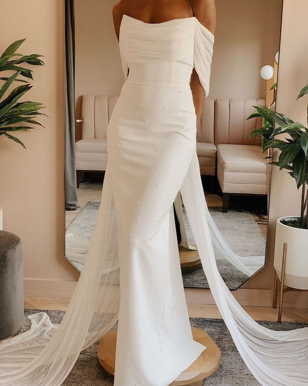pearls-sheath-bridal-dresses-with-ruching-off-the-shoulder-1
