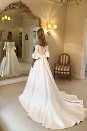 petal-sleeve-satin-wedding-dresses-off-the-shoulder-vestido-de-novia