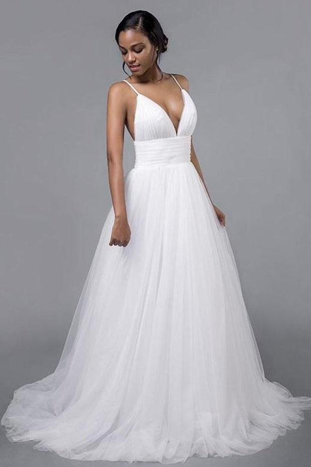 pleated-tulle-wedding-bridal-dresses-with-spaghetti-straps