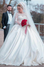 plus-size-wedding-dress-lace-long-sleeves-satin-skirt-1